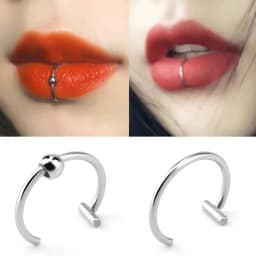 2PCS Women Lips Rings Titanium Steel Punk Nose Ring Septum Piercing Clip on Fake Piercing Unisex Nose Rings Body Jewelry