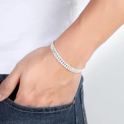 Fashion Original Brand 925 Stamped Silver Color Man 6MM Geometric Chain Bracelets Neckalces for Women Party Wedding Jewelry Sets