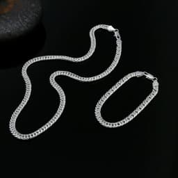 Fashion Original Brand 925 Stamped Silver Color Man 6MM Geometric Chain Bracelets Neckalces for Women Party Wedding Jewelry Sets