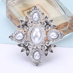 Baroque Vintage Cross Pearl Rhinestone Brooches Pins For Women Lady Luxury Exquitsite Badges Retro Wedding Party Corsage Brooch