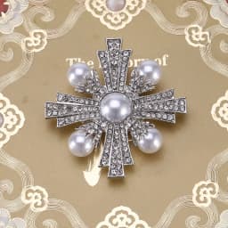 Baroque Vintage Cross Pearl Rhinestone Brooches Pins For Women Lady Luxury Exquitsite Badges Retro Wedding Party Corsage Brooch