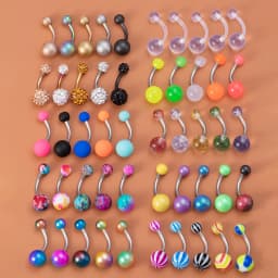 5Pcs/lot Candy Colors Acrylic Belly Button Rings for Women 316L Stainless Steel Bar Belly Navel Sexy Piercings Body Jewelry 14G