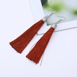Bohemian Long Tassel Drop Dangle Earrings For Women Girl Red Blue White Silk Fabric Ethnic Vintage Earrings Fashion Jewelry Gift