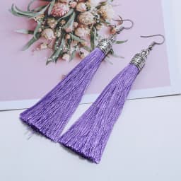 Bohemian Long Tassel Drop Dangle Earrings For Women Girl Red Blue White Silk Fabric Ethnic Vintage Earrings Fashion Jewelry Gift