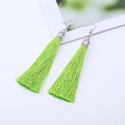 Bohemian Long Tassel Drop Dangle Earrings For Women Girl Red Blue White Silk Fabric Ethnic Vintage Earrings Fashion Jewelry Gift