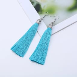 Bohemian Long Tassel Drop Dangle Earrings For Women Girl Red Blue White Silk Fabric Ethnic Vintage Earrings Fashion Jewelry Gift
