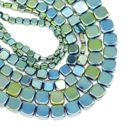 4/6/8MM Natural Hematite Stone Gold color,Blue,Green Flat Square Spacers Loose Beads For Jewelry Making Bracelets DIY Findings