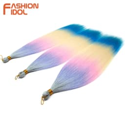28 Inch Ariel Straight Pony Hair Bundles Crochet Braids Hair Synthetic Braiding Hair Ombre Brown Soft Crochet Hair Extensions