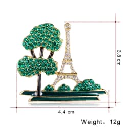 Creative Enamel Brooch Environmentally Friendly Alloy Green Eiffel Tower Brooch Suit Lapel Pin Clothing Scarf Badges