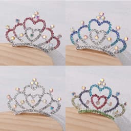 Girls Hair Accessories Mini Crown for Kids Bling Rhinestone Tiaras Hair Combs Princess Diadem Love Heart Shaped Headbands