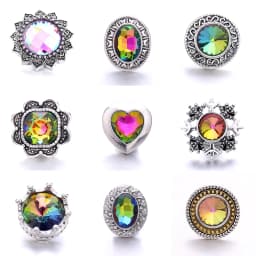 Forty Style High Quality Fashion Color Crystal Snap Button 5Pcs Snap Button Jewelry Women's 18mm Snap Bracelet Accessories Gift