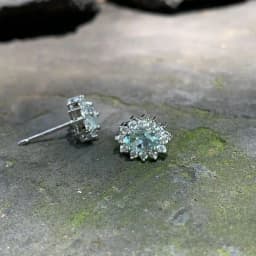 Genuine Natural Blue Topaz 925 Sterling Silver Stud Earrings for women Jewelry Gift 1.4ct Ocean Blue Topaz Oval Pave CZ