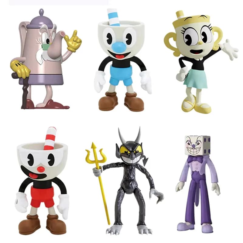 9-10cm 6pcs/Lot Cuphead Mugman The Chalice PVC Action Figure Model Toys Cute Cartoon Doll Gifts For Kid Children Christmas