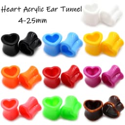 1Pair Heart Acrylic Ear Tunnel Plug Ear Gauge Expander Colorful Flesh Stretcher Unisex Body Piercing Jewelry White&Black 4-25mm