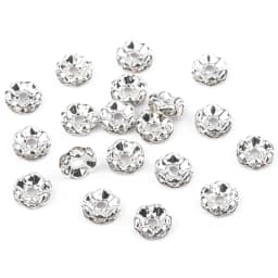 50Pcs/Lot 4/6/8/10mm Mixed Color Rhinestone Rondelle Crystal Crimp Round Loose Spacer Beads for Jewelry Making DIY Accessories