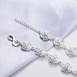 Charm 925 Sterling Silver Rose Flower Chain Bracelet For Women Fashion Pretty Party wedding accessories gift fine luxury Jewelry