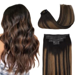 Sunmofavo PU Clip Hair Extensions Human Hair Invisible Balayage Ombre Blonde Color Skin Weft Remy Hair Extensions 150G With Clip