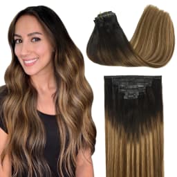 Sunmofavo PU Clip Hair Extensions Human Hair Invisible Balayage Ombre Blonde Color Skin Weft Remy Hair Extensions 150G With Clip