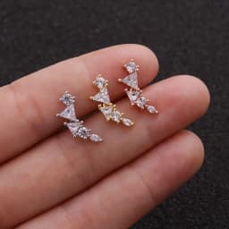 Helix Piercing Earrings For Women Cartilage Stud Earring Targus Helix Lobe Flat Ear Piercing Zircon Stainless Steel Jewelry 1PC