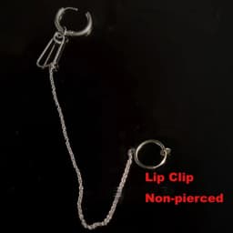 1PC Stainless Steel Chain Linked Earring Hinged Lip Ring Fake Piercing Lip Clip Anime Nana Style Punk Jewelry Body Piercing