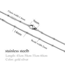 10pcs Stainless Steel Bead Chain Necklace Chains for DIY Jewelry Making Necklaces Accessories Handmade Supplies Wholesale
