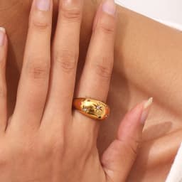 E.B.belle 2026 Collection Colorful Crystal Zircon Gem Star Pattern Bold Dome Stainless Steel Rings For Women Gold Plated Ring