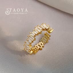 2025 New Exquisite Irregular Zircon Gold Color Open Rings Korean Fashion Jewelry For Women's Wedding Party Luxury Accessories
