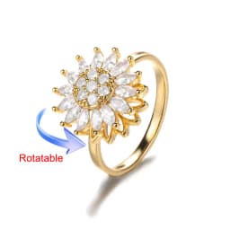 Four Clover Rotating Anxiety Rings for Women Gold Color Adjustable Stainless Steel Wedding Ring Aesthetic Jewelry Gift anillos