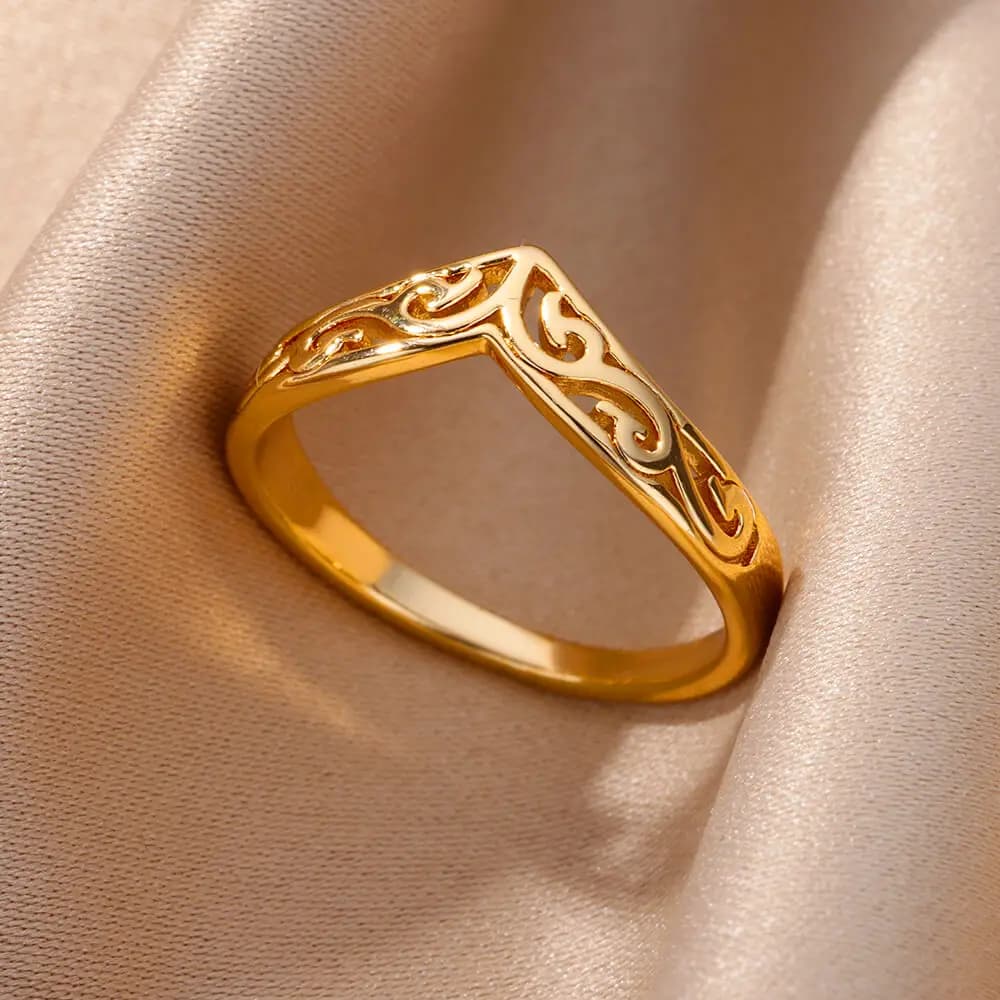 Stainless Steel Rings For Women Men Gold Color Plant Totem Ring Female Male Wedding Party Finger Jewelry Gift 2026 New Trend