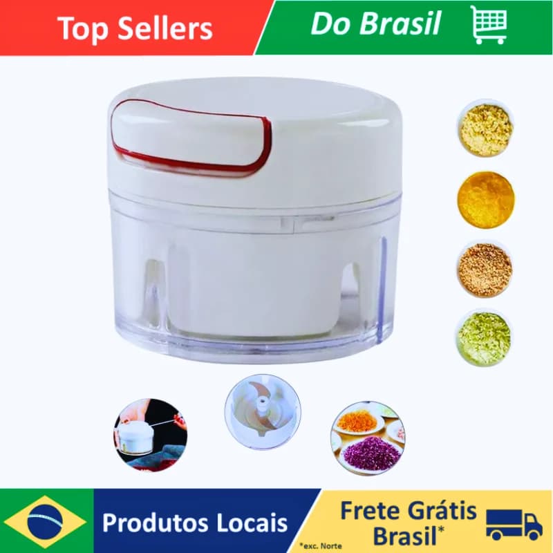 Mini Multiprocessador Triturador Manual 2 Lâminas Inox Alho