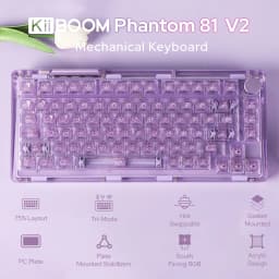 KiiBOOM Phantom 81 V2 Upgraded Crystal Gasket-Mounted Wired/Bluetooth5.0/2.4GHz Wireless Hot-Swappable Mechanical Keyboard