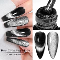 Mtssii 7ML Black Crystal Cat Magnetic Gel Sparkling Glitter Gel Nail Polish Semi Permanent UV Gel Nail Art No Need Base Color