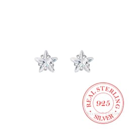 Original 925 Sterling Silver Crystal Star Stud Earrings for Women Girls Ear Needle Piercing Jewelry Party Wedding Sleeper Gift