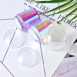 Round Silicone Nail Stamper With Scraper Transparent Soft Jelly Head Nail Art Stamping Plate Polish Print Transfer Tools