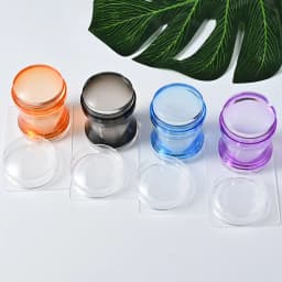 Round Silicone Nail Stamper With Scraper Transparent Soft Jelly Head Nail Art Stamping Plate Polish Print Transfer Tools