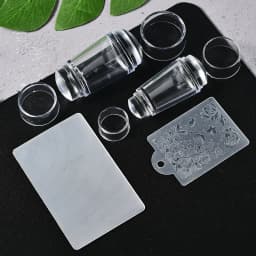 Round Silicone Nail Stamper With Scraper Transparent Soft Jelly Head Nail Art Stamping Plate Polish Print Transfer Tools
