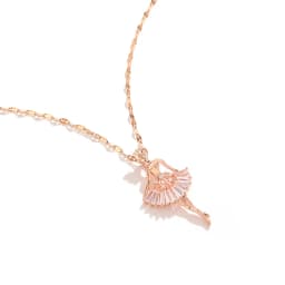 Sweet Elegant Ballerina Girl Crystal Zircon Pendant Necklaces For Women Korean Fashion Ladies Sexy Stainless Steel Jewelry Gift