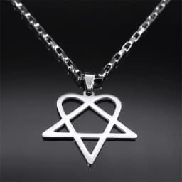 Hip Hop Rock Music Him Heartagram Star Heart Necklace for Women Men Stainless Steel Y2k Black Metal Band Goth Punk Chain Jewelry