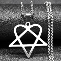 Hip Hop Rock Music Him Heartagram Star Heart Necklace for Women Men Stainless Steel Y2k Black Metal Band Goth Punk Chain Jewelry