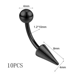 ZS 10Pcs/lot 16G Spike Curved Barbell Eyebrow Ring Internally Threaded Eyebrow Piercing Cone Helix Earring 6/8/10mm Lip Piercing