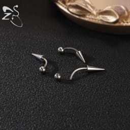 ZS 10Pcs/lot 16G Spike Curved Barbell Eyebrow Ring Internally Threaded Eyebrow Piercing Cone Helix Earring 6/8/10mm Lip Piercing