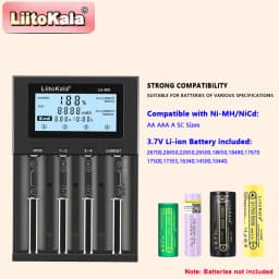 LiitoKala Lii-M4 18650 Charger LCD Display Universal Smart Charger Test Capacity 26650 18650 21700 AA AAA Battery 4slot 5V 2A