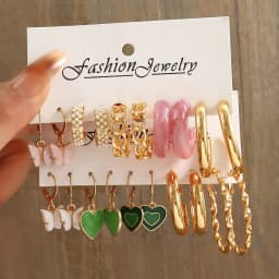 New 24 Pairs Earrings Set for Women Gold Color Bohemia Vintage Pearl Circle Geometric Hoop Earring Trendy Luxury Jewelry Gifts