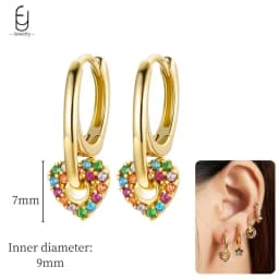 925 Sterling Silver Ear Needle Fashion Hoop Earrings Colorful Crystal Pendants Gold Earring Premium Luxury Women's Jewelry Gift