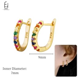 925 Sterling Silver Ear Needle Fashion Hoop Earrings Colorful Crystal Pendants Gold Earring Premium Luxury Women's Jewelry Gift
