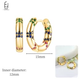 925 Sterling Silver Ear Needle Fashion Hoop Earrings Colorful Crystal Pendants Gold Earring Premium Luxury Women's Jewelry Gift