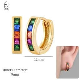 925 Sterling Silver Ear Needle Fashion Hoop Earrings Colorful Crystal Pendants Gold Earring Premium Luxury Women's Jewelry Gift
