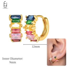 925 Sterling Silver Ear Needle Fashion Hoop Earrings Colorful Crystal Pendants Gold Earring Premium Luxury Women's Jewelry Gift