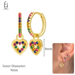 925 Sterling Silver Ear Needle Fashion Hoop Earrings Colorful Crystal Pendants Gold Earring Premium Luxury Women's Jewelry Gift
