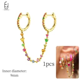 925 Sterling Silver Ear Needle Fashion Hoop Earrings Colorful Crystal Pendants Gold Earring Premium Luxury Women's Jewelry Gift
